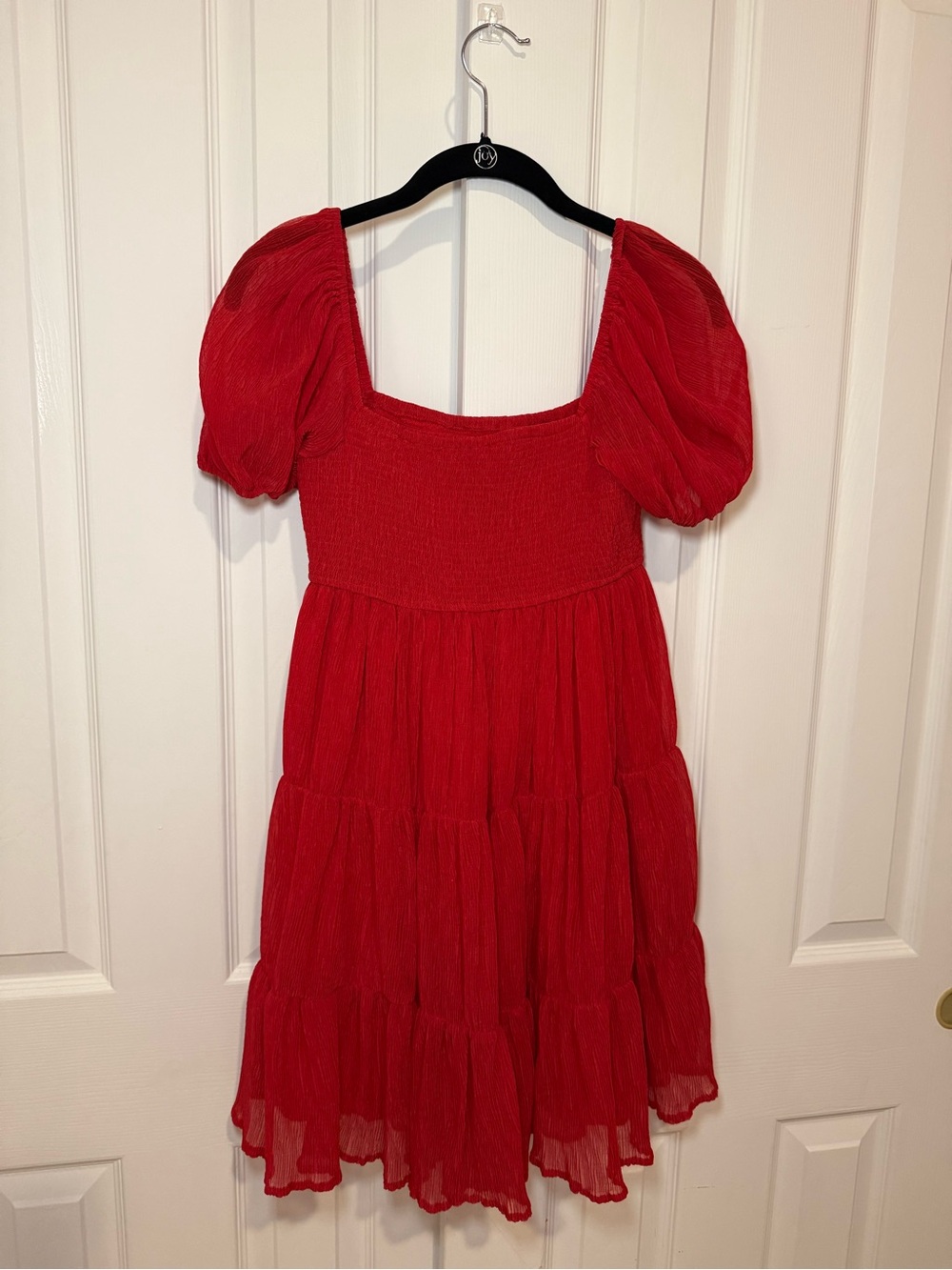 Altar'd State Marianne Tiered Mini Dress in Red - Picture 3 of 4